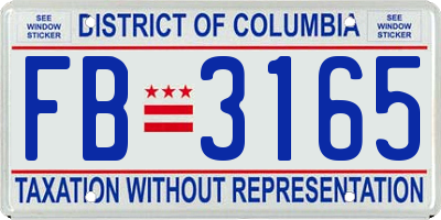 DC license plate FB3165