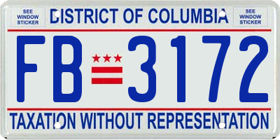 DC license plate FB3172