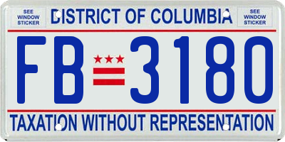 DC license plate FB3180