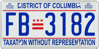 DC license plate FB3182