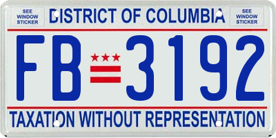 DC license plate FB3192