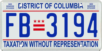 DC license plate FB3194