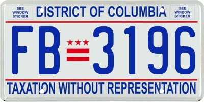 DC license plate FB3196