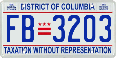 DC license plate FB3203