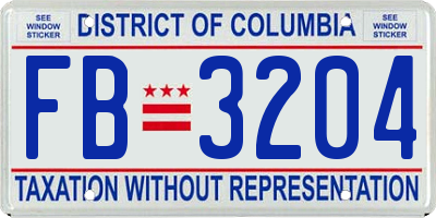 DC license plate FB3204