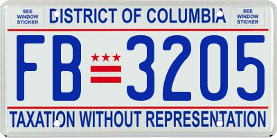 DC license plate FB3205