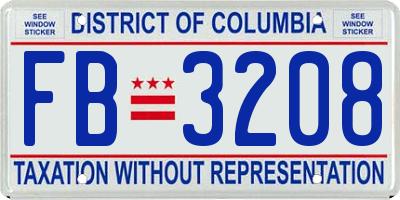 DC license plate FB3208