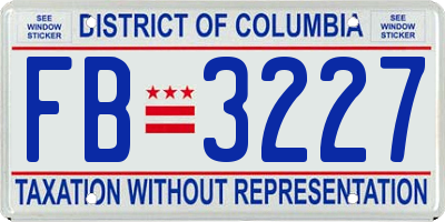 DC license plate FB3227