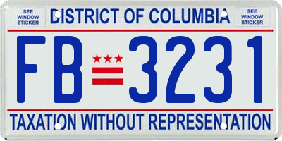 DC license plate FB3231