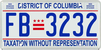 DC license plate FB3232