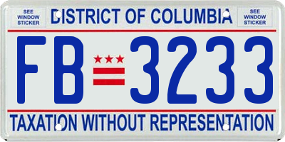 DC license plate FB3233