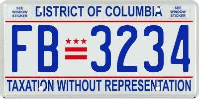 DC license plate FB3234