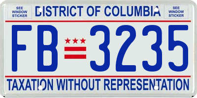 DC license plate FB3235