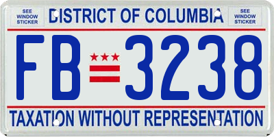 DC license plate FB3238