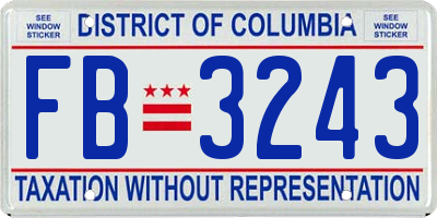 DC license plate FB3243