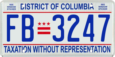 DC license plate FB3247