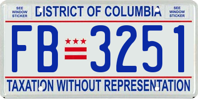 DC license plate FB3251