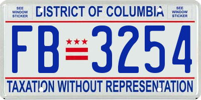 DC license plate FB3254