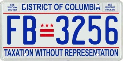 DC license plate FB3256