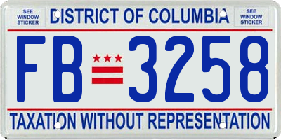 DC license plate FB3258