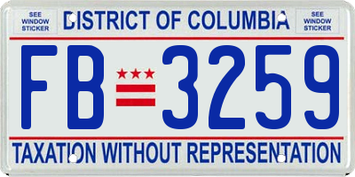 DC license plate FB3259