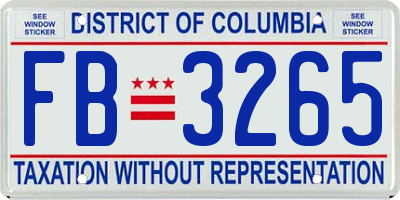 DC license plate FB3265