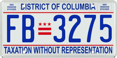 DC license plate FB3275