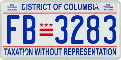 DC license plate FB3283