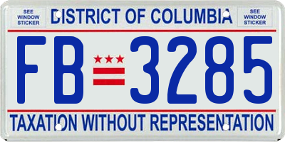 DC license plate FB3285