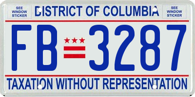 DC license plate FB3287