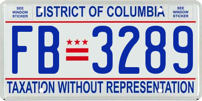 DC license plate FB3289