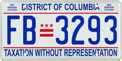 DC license plate FB3293