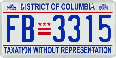 DC license plate FB3315