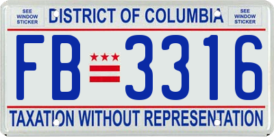 DC license plate FB3316