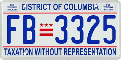 DC license plate FB3325