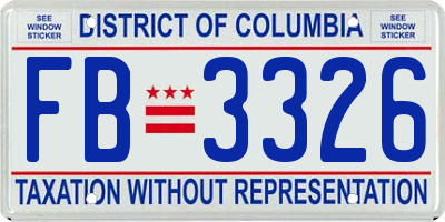 DC license plate FB3326