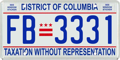 DC license plate FB3331