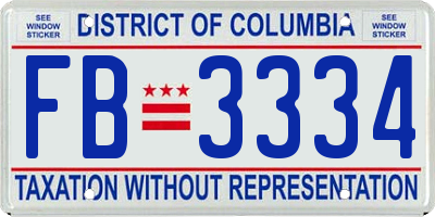 DC license plate FB3334