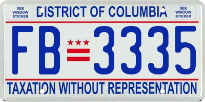 DC license plate FB3335