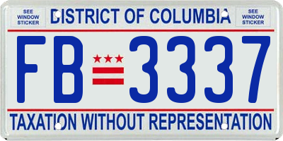 DC license plate FB3337