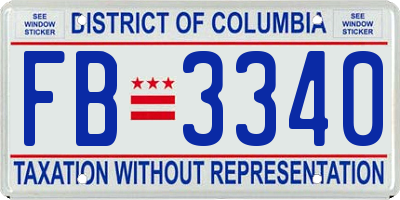 DC license plate FB3340