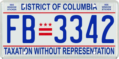 DC license plate FB3342