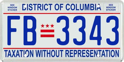 DC license plate FB3343