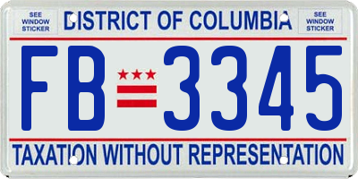 DC license plate FB3345