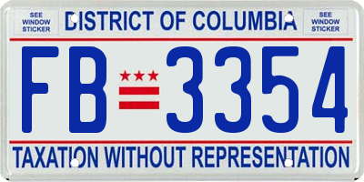 DC license plate FB3354