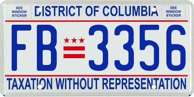 DC license plate FB3356