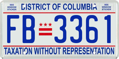 DC license plate FB3361