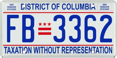 DC license plate FB3362