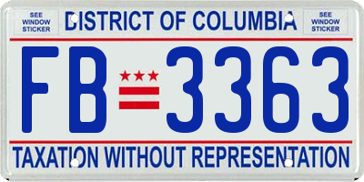 DC license plate FB3363