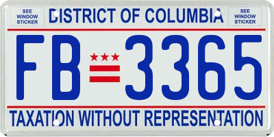 DC license plate FB3365